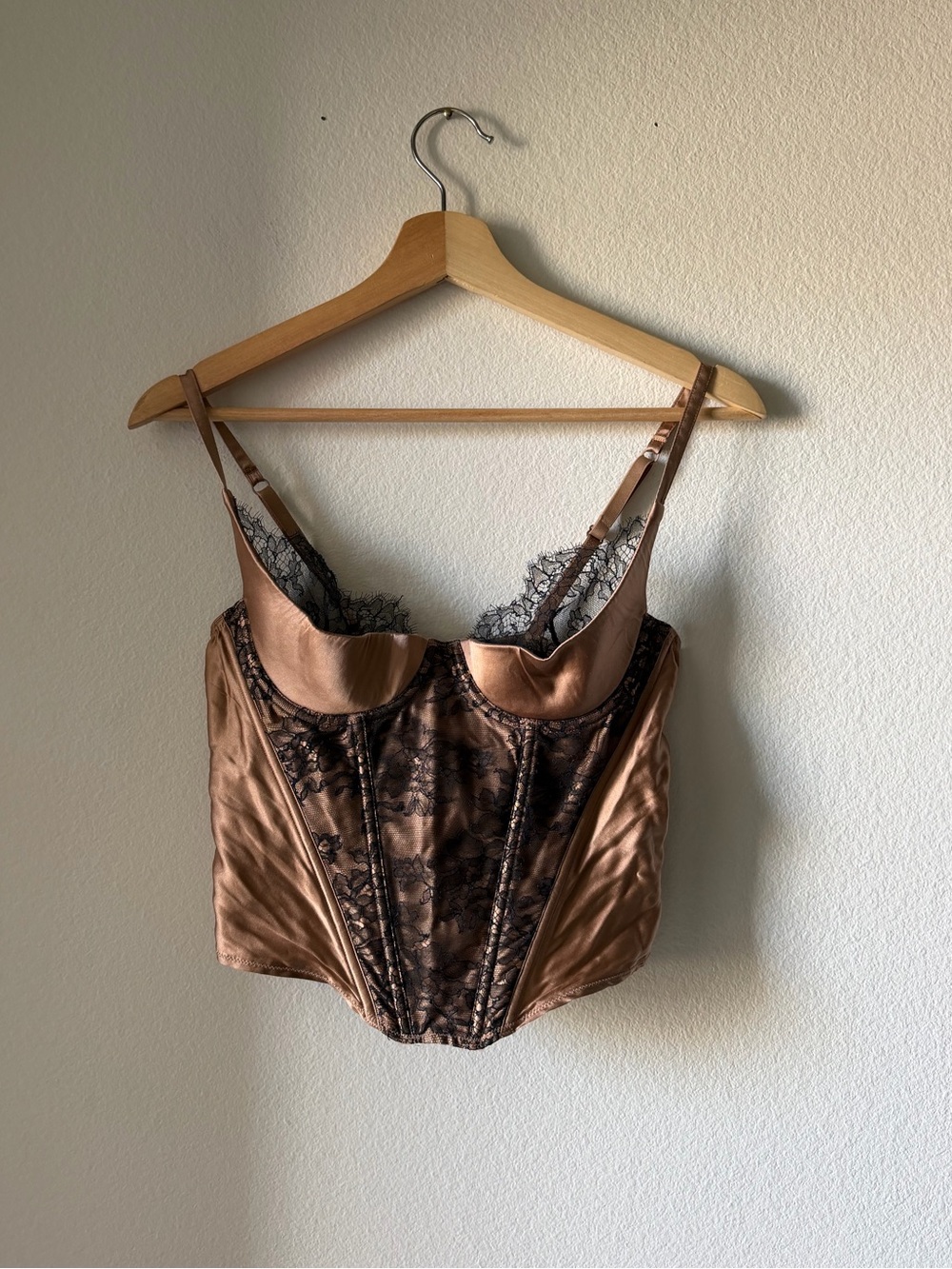 Victoria secret Satin Lace Bustier Corset Top - Bronze